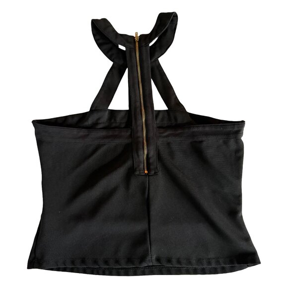 H&M Black Crisscross Halter Bandage Bustier Top with Exposed Back Zip – Size M - Picture 2 of 4